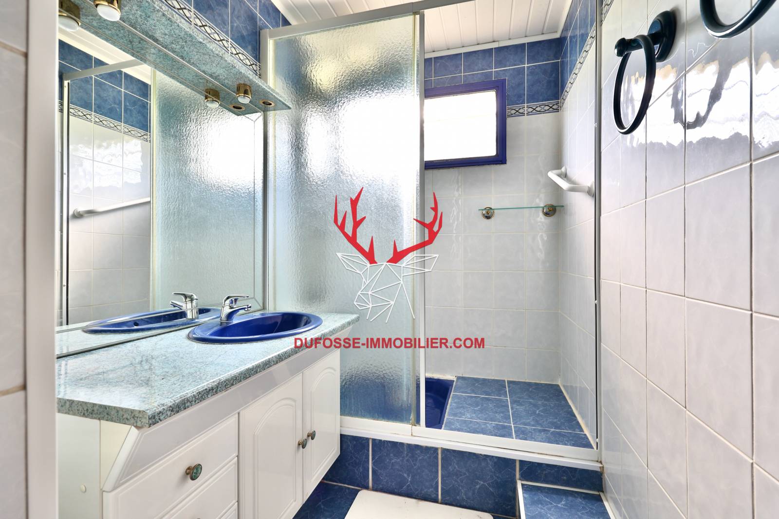 Salle de bains équipée avec fenêtre