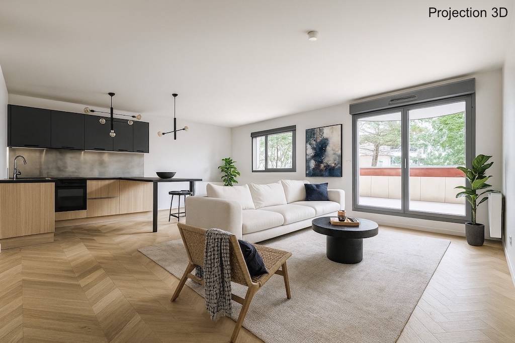 Pièce de vie - Projection 3D