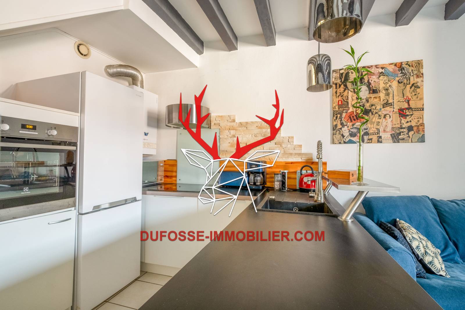 Triplex cuisine US sur pièce de vie 