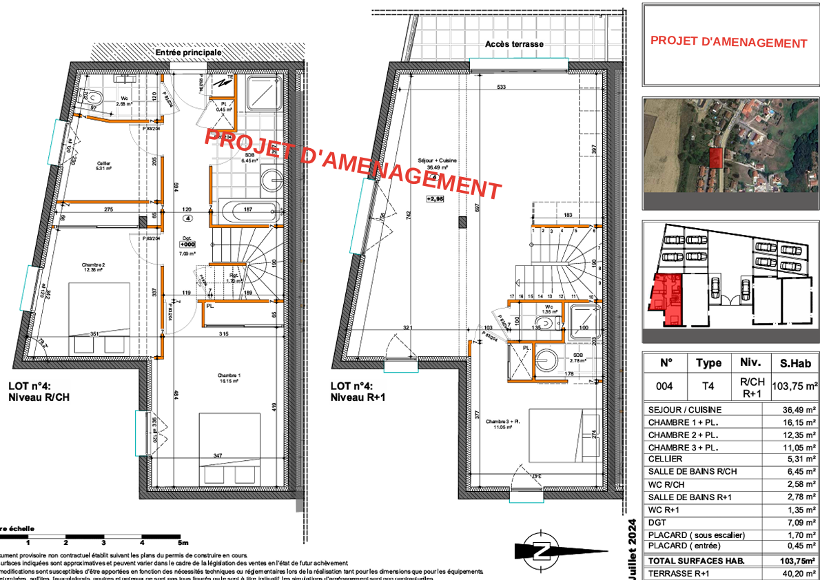 Communay - Projet d'aménagement T4 - maison en plateau avec terrasse, jardin et parking privé (2 places)