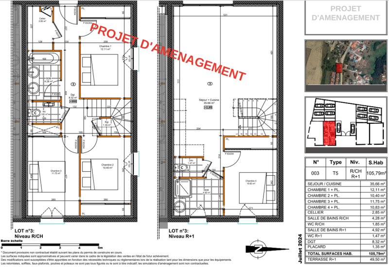 Projet d'aménagement T5 - Maison/plateau 106m² sur 2 niveaux à personnaliser selon vos envies (69360)
